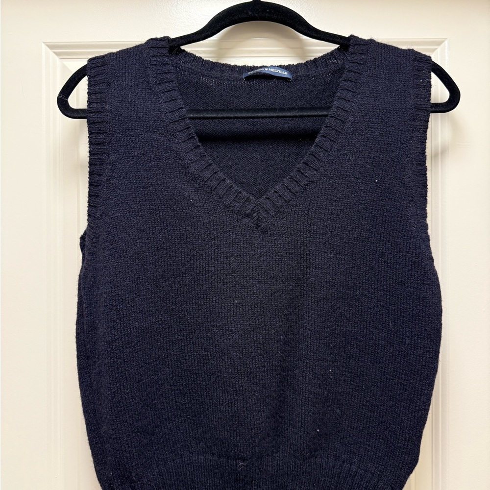 Black V-Neck Knit Sweater Vest